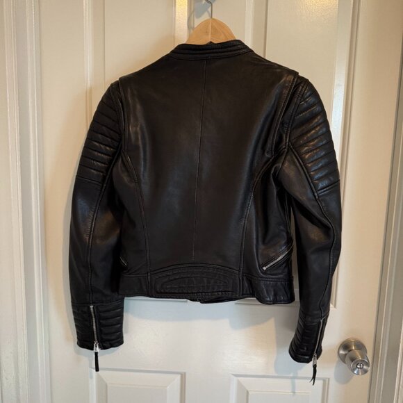 Zara Genuine Sheep Leather Moto Jacket, Size Medium - Picture 2 of 7